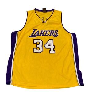 Shaquille O'Neal LA Lakers Jersey 34 Yellow Purple Links Marketing Group Mens XL